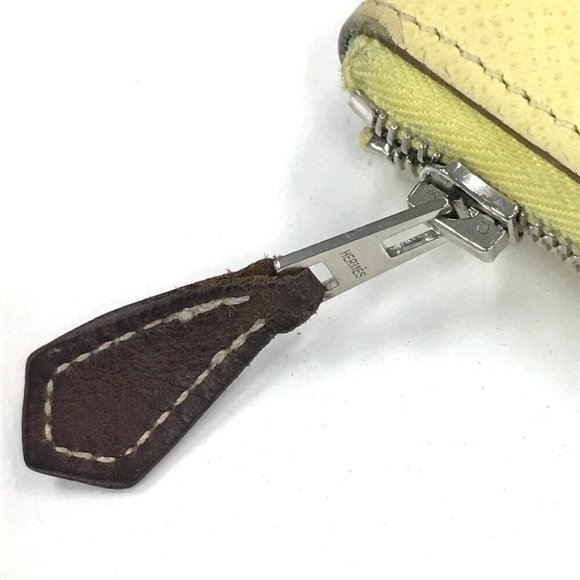 Authentic HERMES Azap Long Silk-In Zip Around Long Wallet Leather yellow/Green - Picture 9 of 15